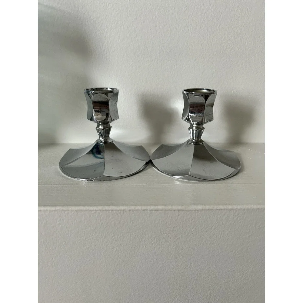 IRVINWARE CHROME CANDLE STICK HOLDER Retro Vintage USA 3